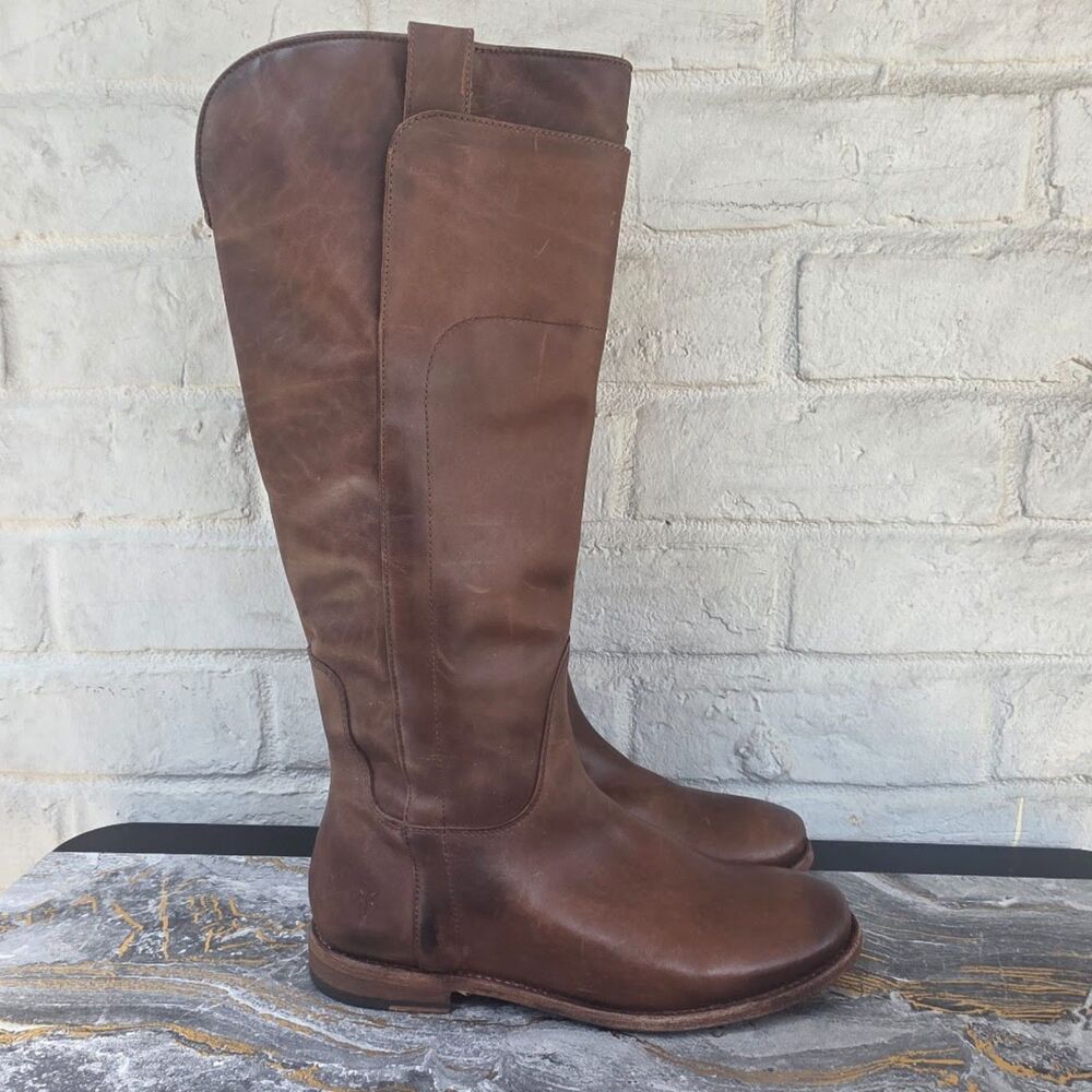 Frye Shirley Over The Knee Riding Boots Brown Leather Slate Tall Women's 9.5 B
